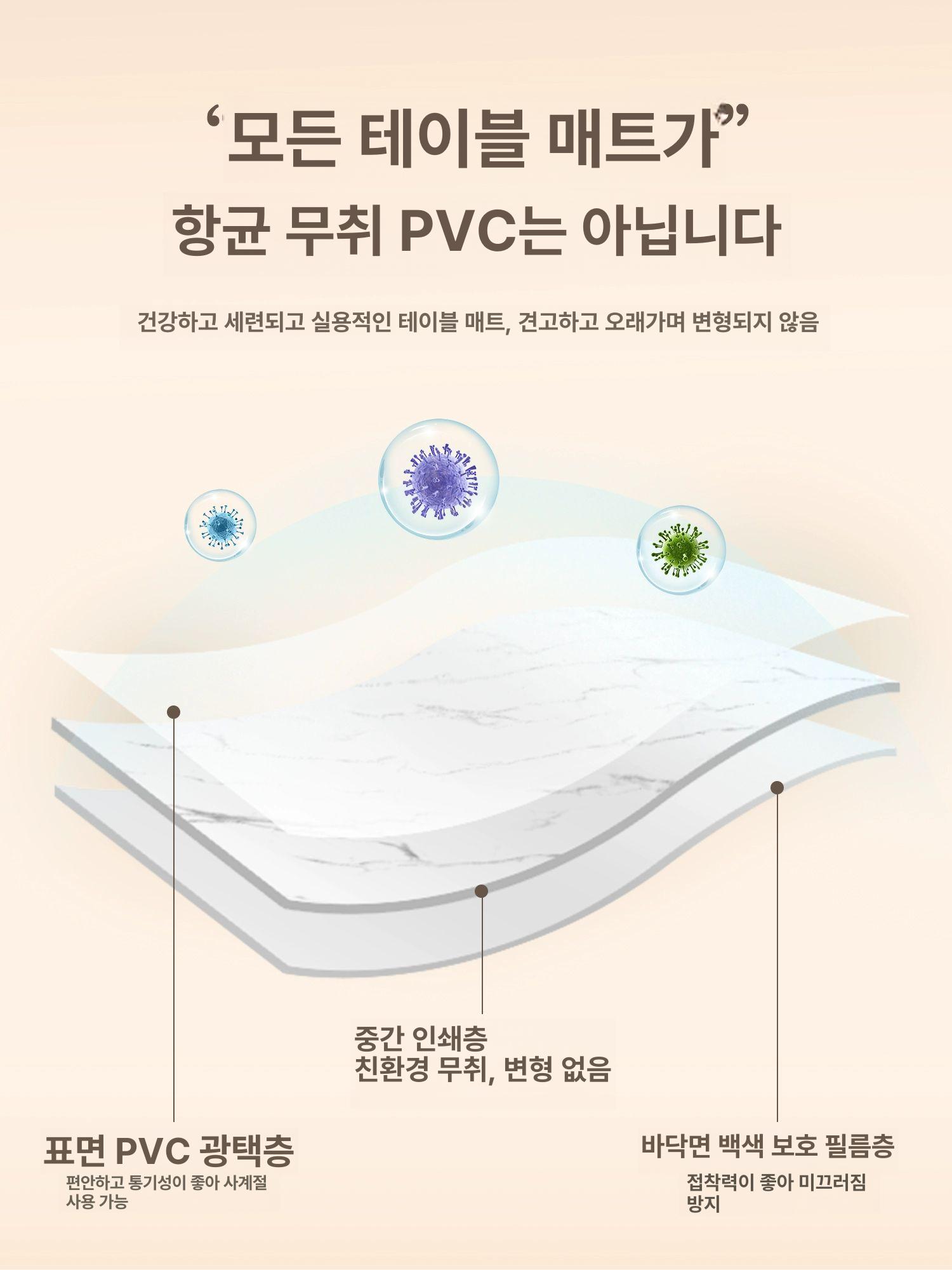 방수 식탁보 PVC 내열 대리석무늬 식탁매트 화이트마블 - 상세 이미지 3
