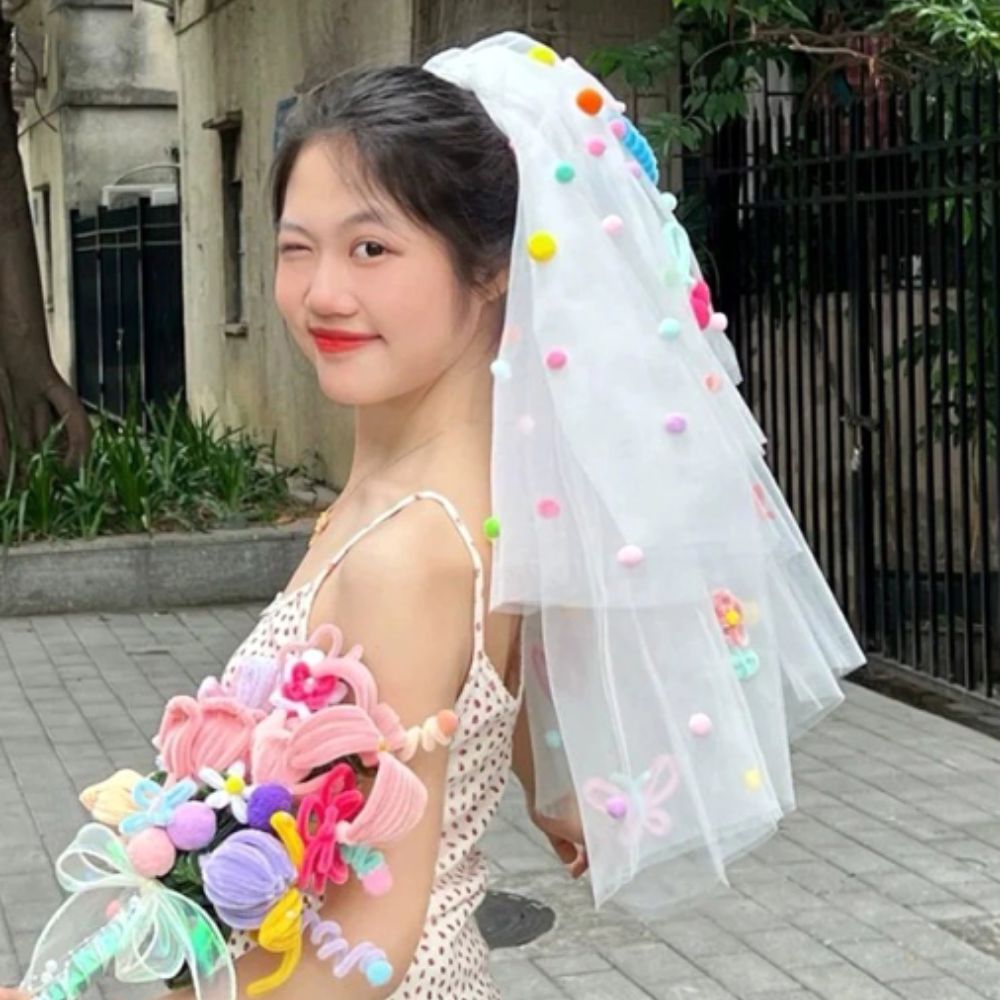 셀프웨딩베일 웨딩스냅소품 숏베일 면사포 브라이덜샤워 이미지 6