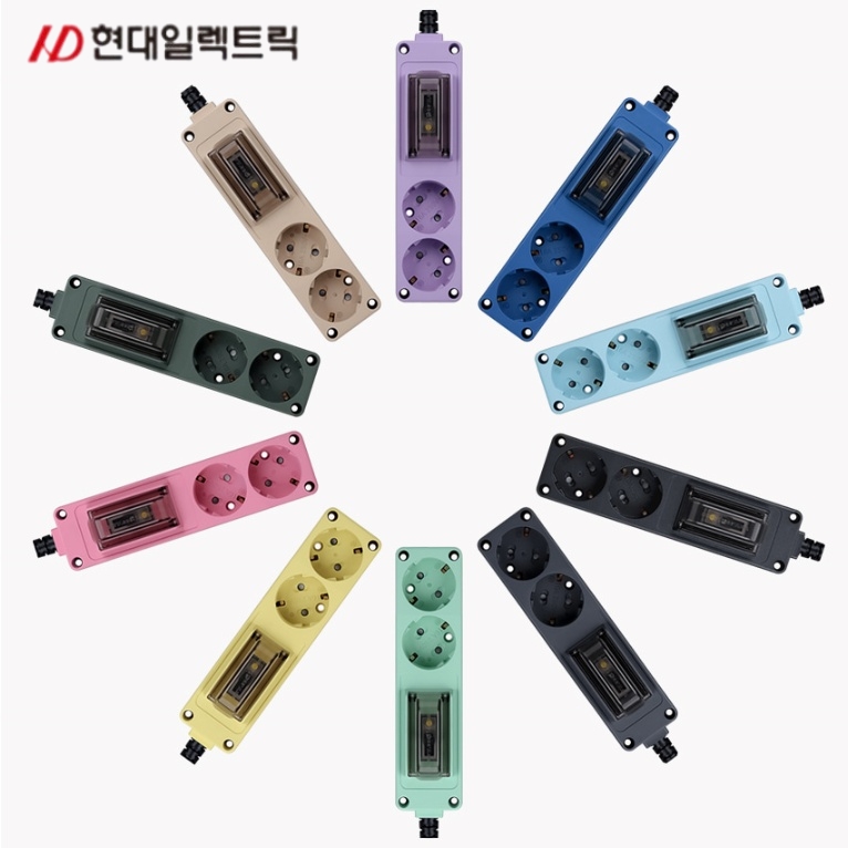 2구 컬러멀티탭 5M 3500W 가정용 고용량 국산 멀티콘센트 - 상품 이미지