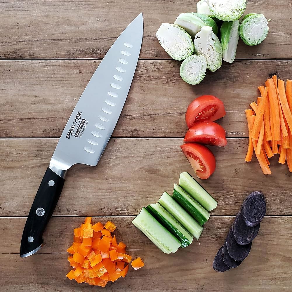 Ergo Chef Pro Series 2.0 20.3cm(8인치) 풀 포함 구조 공학적 블레이드, 블랙 셰프 파카우드 인체 고탄소 단조 탱 스테인리스 스틸 핸들 - 7Cr17MoV - 상세 이미지 2