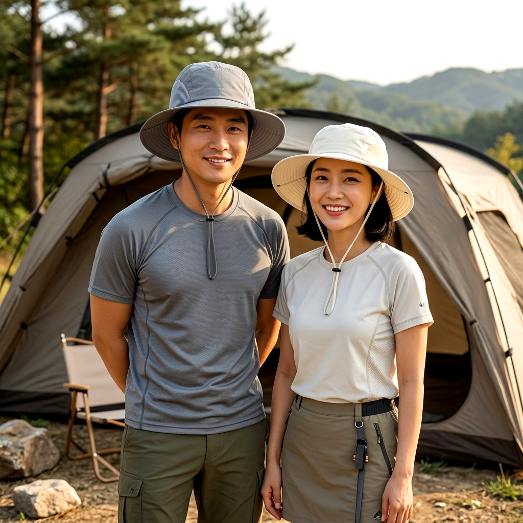 여름 버킷햇 어웃도어 벙거지 모자 턱끈 메쉬 버킷햇 - 상품 이미지