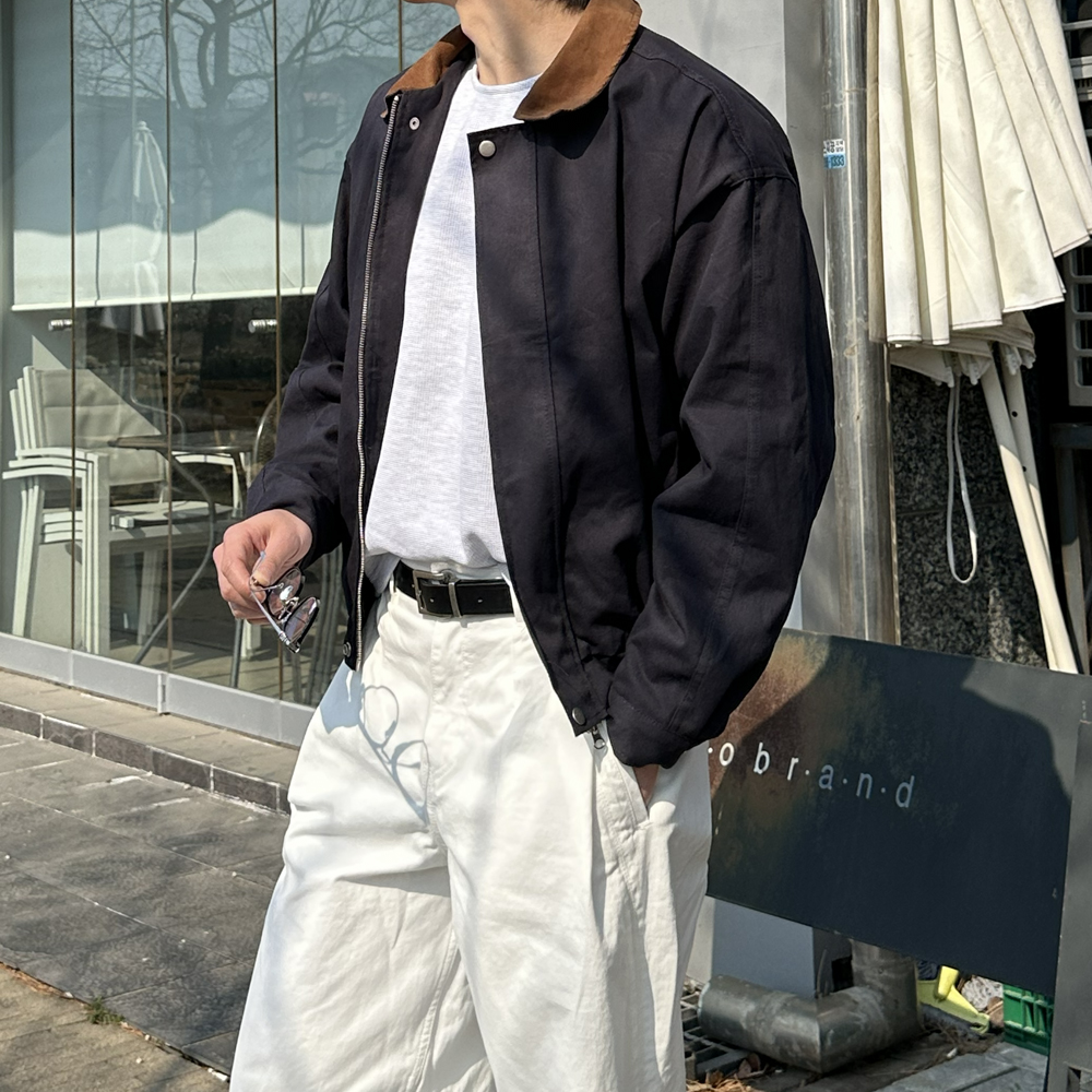 남자 워크자켓 오버핏 트러커 면 봄 가을 숏 남자 자켓 - 상품 이미지