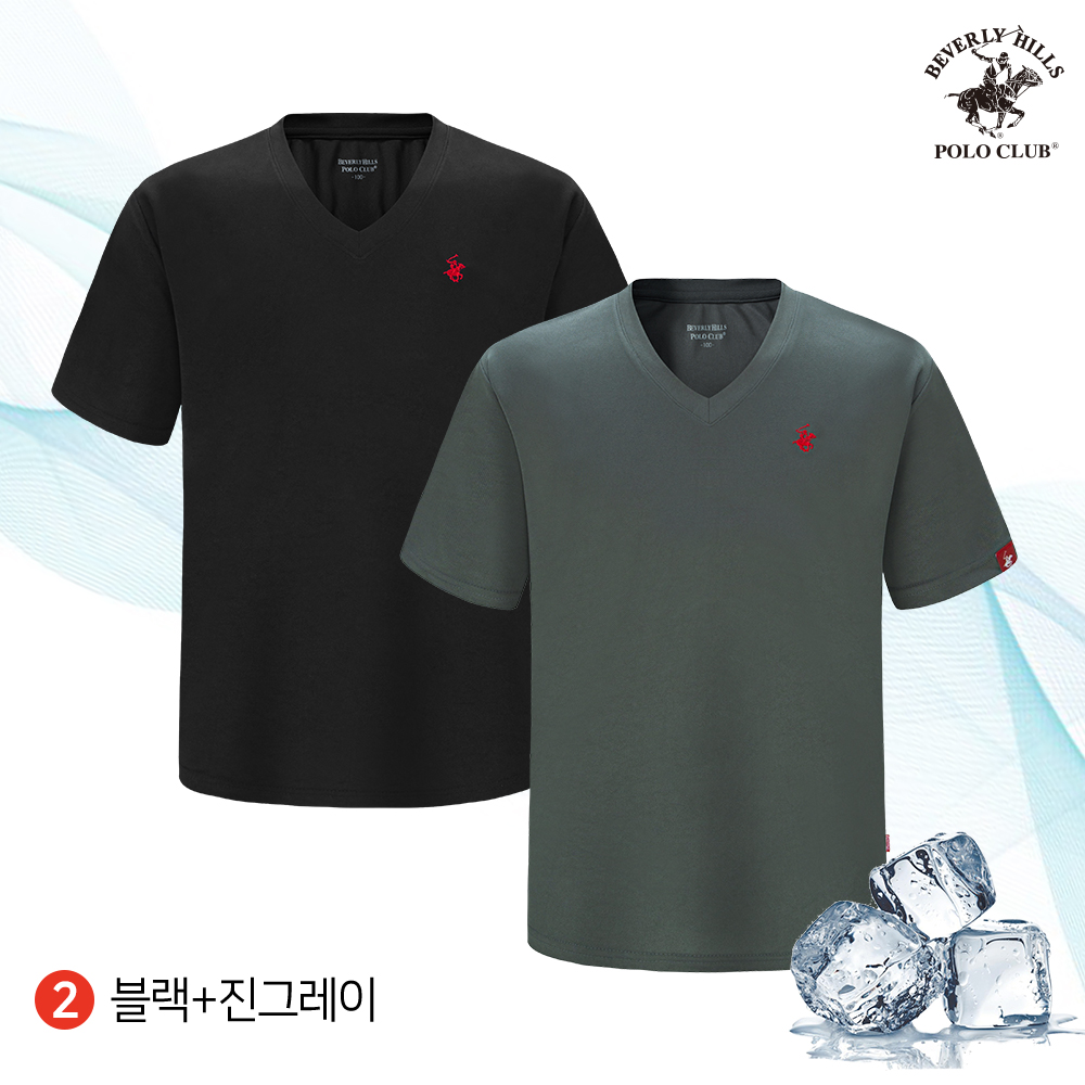2PACK 냉감 V넥 반팔 남여공용 쿨링 티셔츠 비버리힐즈폴로클럽 - 상세 이미지 4