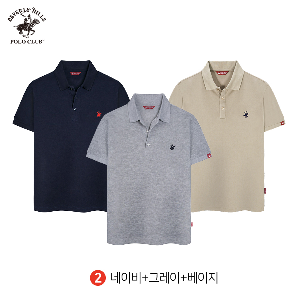 반팔 카라 PK 폴로 3PACK 쓰리버튼 남여공용 스탠다드 티셔츠 비버리힐즈폴로클럽 - 상세 이미지 3