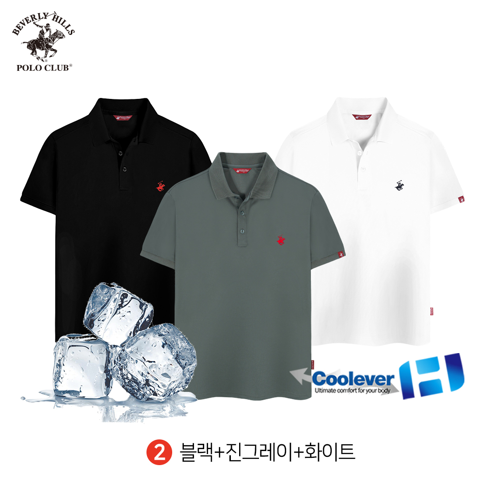 쿨에버 반팔 카라 티셔츠 쓰리버튼 3PACK 남여공용 기능성 스판 비버리힐즈폴로클럽 - 상세 이미지 3