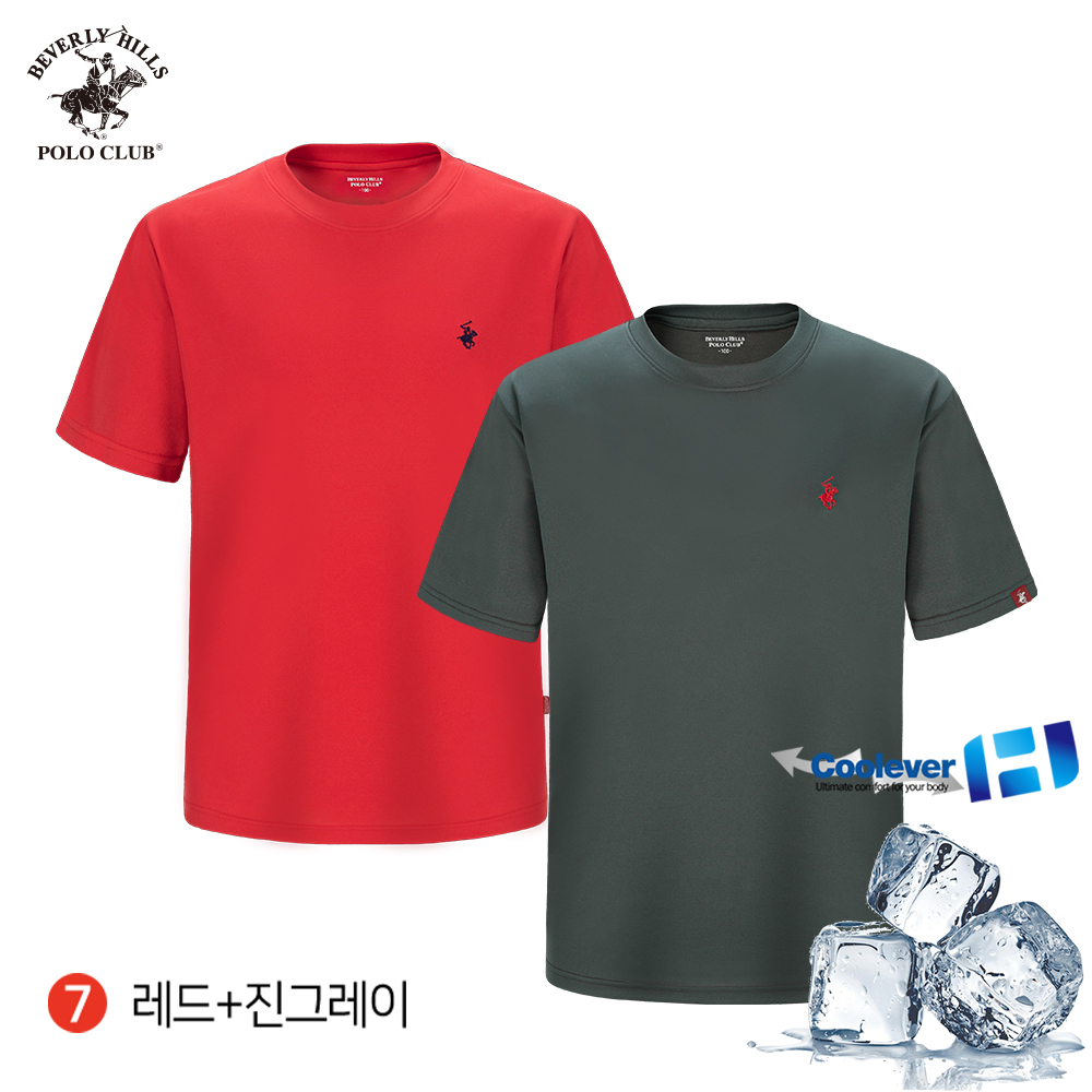 2PACK 냉감 반팔 라운드 남여공용 기능성 쿨에버 티셔츠 비버리힐즈폴로클럽 - 상세 이미지 2