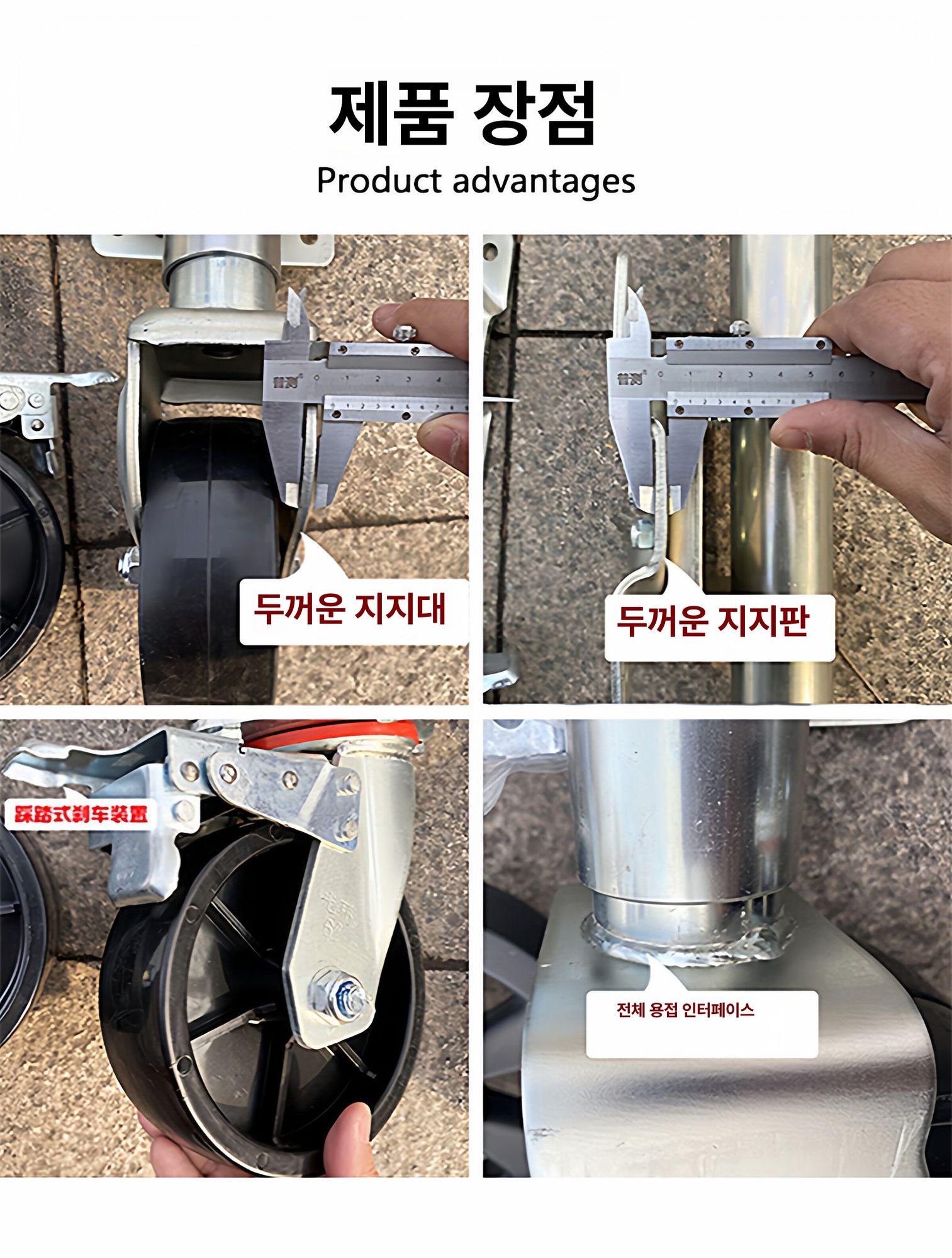 브래킷 잭 카라반 지지대 고하중 재키 트레일러 리프팅 10인치 상단 회전 고무 바퀴 잭 - 상세 이미지 3