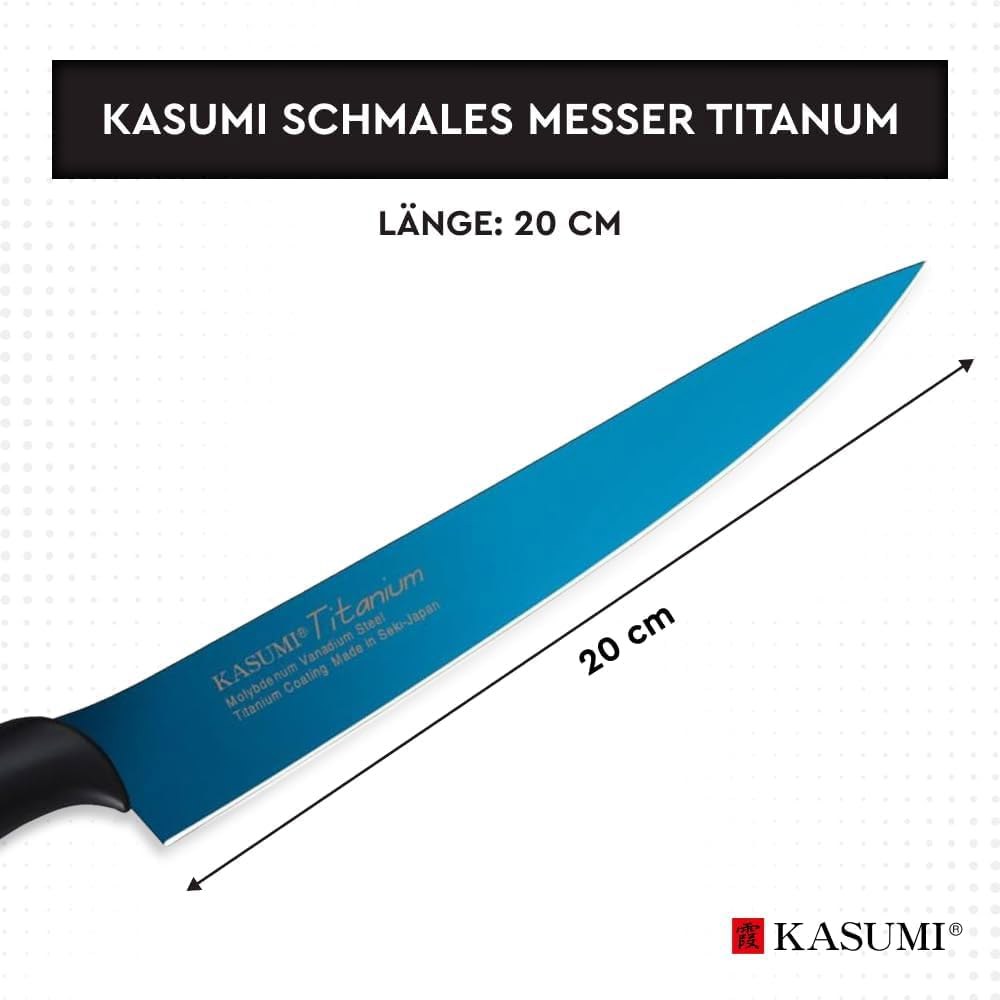 Kasumi 티타늄 코팅 KTB3 19.4cm(7-3/4인치) 카빙 블루 나이프, - 상세 이미지 3