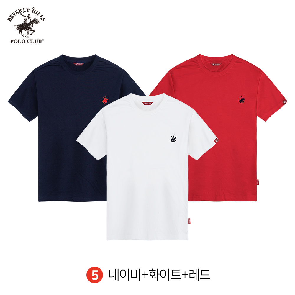 라운드 반팔 티셔츠 3PACK 남여공용 데일리 자수로고 비버리힐즈폴로클럽 이미지 6