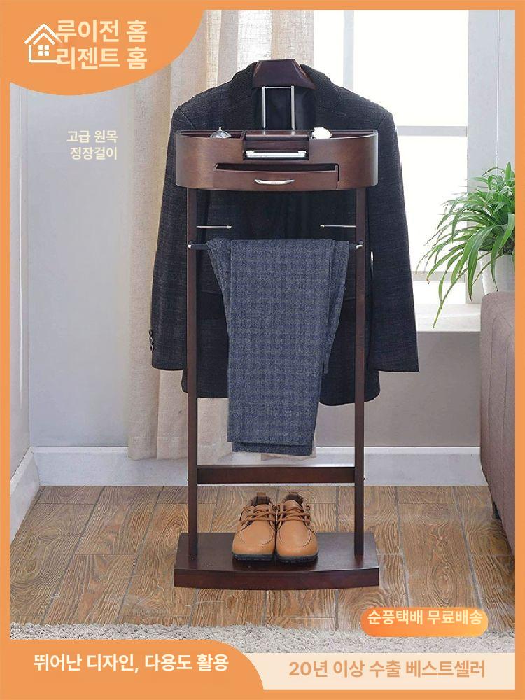 테일러샵 정장 걸이 옷걸이 행거 남자 원목 빈티지 호두 - 상세 이미지 3