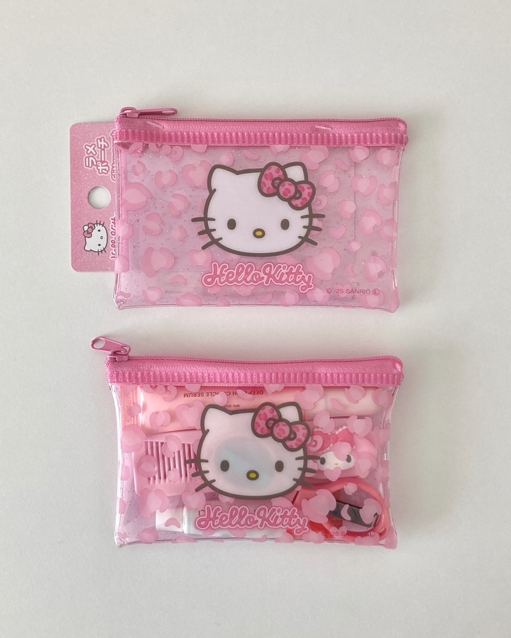 헬로키티 핑크 레오파드 pvc 파우치