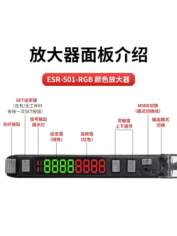 ESR-501-RGB 컬러 코드 광섬유센서작동하며 섬유 증폭기 쿼드