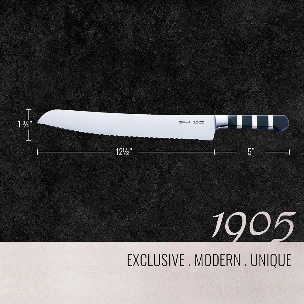 1905 브레드 나이프 - 32cm(12.6인치) 곡선형 스테인리스 스틸 고탄소 및 날카로운 있는 매우 인체 56 톱니 과일 공학적 손잡이 이상적 블레이드 HRC가 빵, 채소에 - 상세 이미지 3