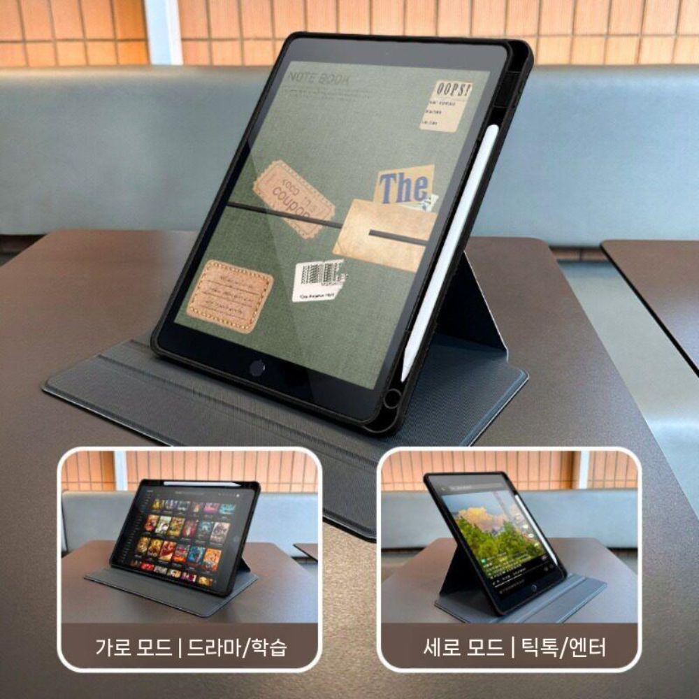 원플러스 패드3 케이스 회전식 거치대 북스타일 펜슬롯 페이퍼 아크릴 투명 커버 - 상세 이미지 2