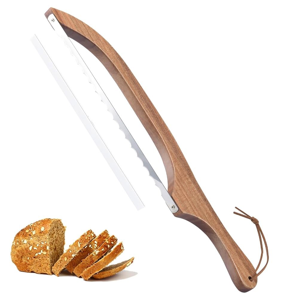 Luzarriba 빵 칼, 홈메이드 빵용 활 스틸 슬라이서, 있는 사워도우 나이프 - 커터, 스테인리스 프리미엄 커버가 수제 나무 1 Beech+Metal - 상품 이미지