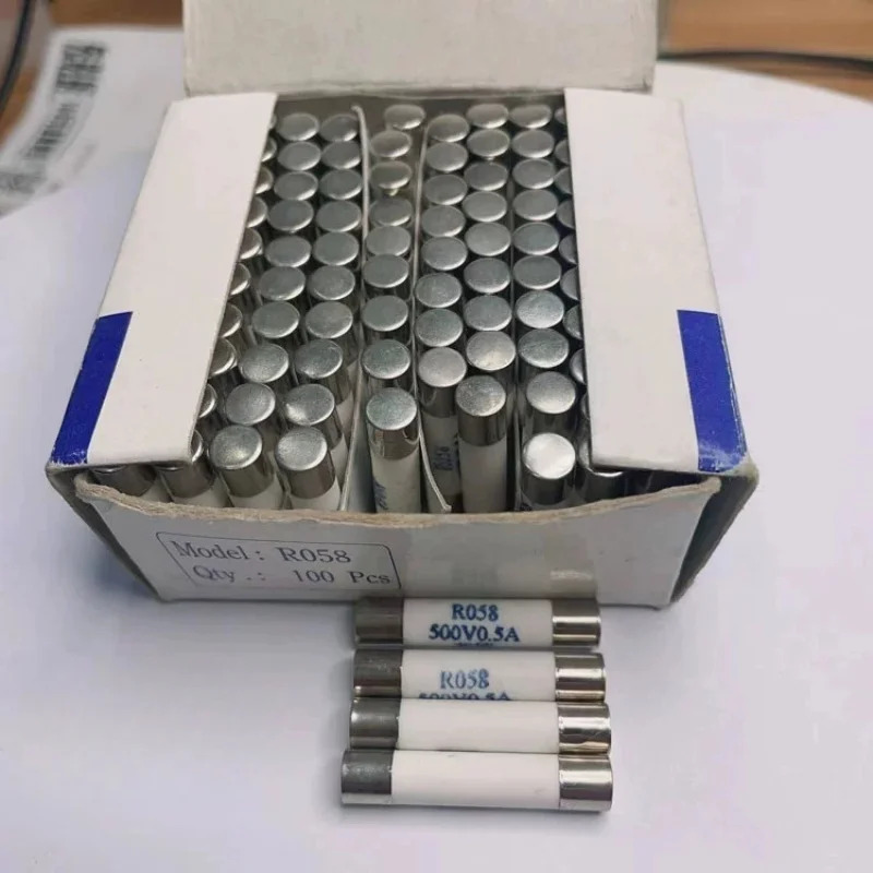 100개 RO58 R058 500V 0.5A 1A 2A 3A 4A 5A 6A 6.3A 8A 10A 12A 13A 15A 16A 20A 25A 6.3x31.5mm 원통형 세라믹 퓨