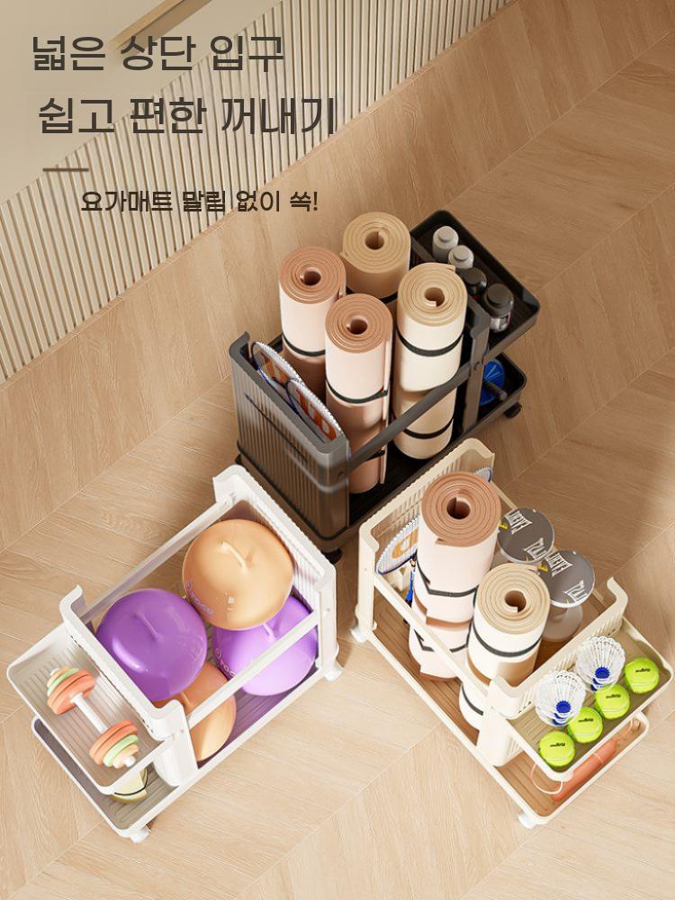 요가매트 요가 매트 기구 수납 보관함 정리 폼롤러 트롤리 정리함 이동식 수납장 - 상세 이미지 5