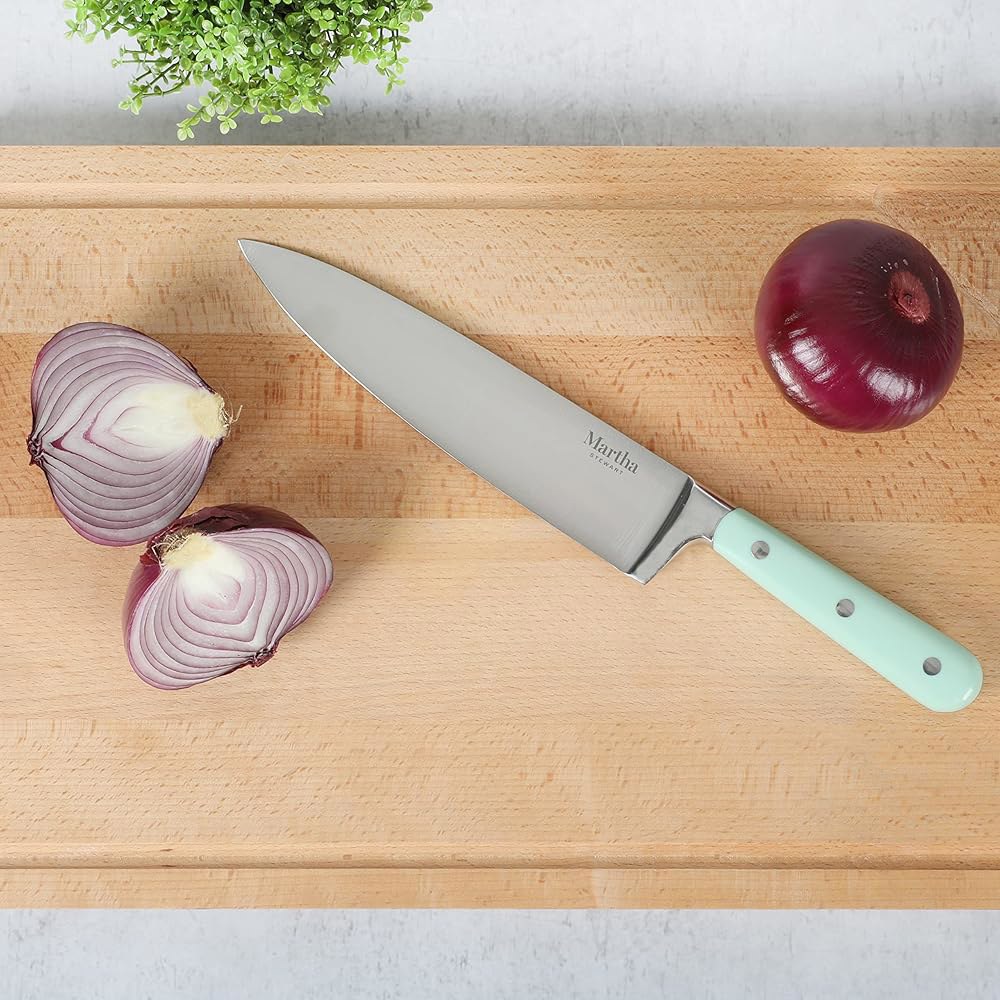 Martha Stewart 20.3cm(8인치) 단조 트리플 리벳 스틸 스테인리스 마사 - 셰프 나이프 블루 - 상세 이미지 2