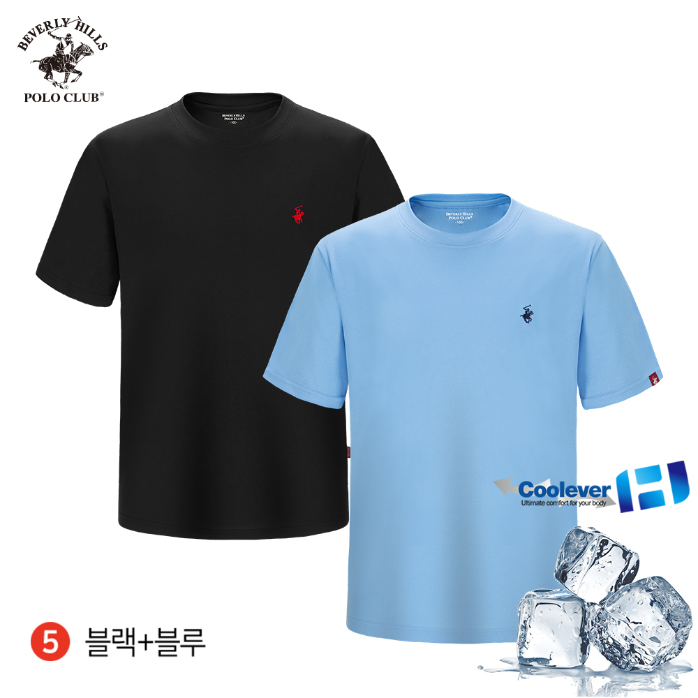 2PACK 냉감 반팔 라운드 남여공용 기능성 쿨에버 티셔츠 비버리힐즈폴로클럽 이미지 8