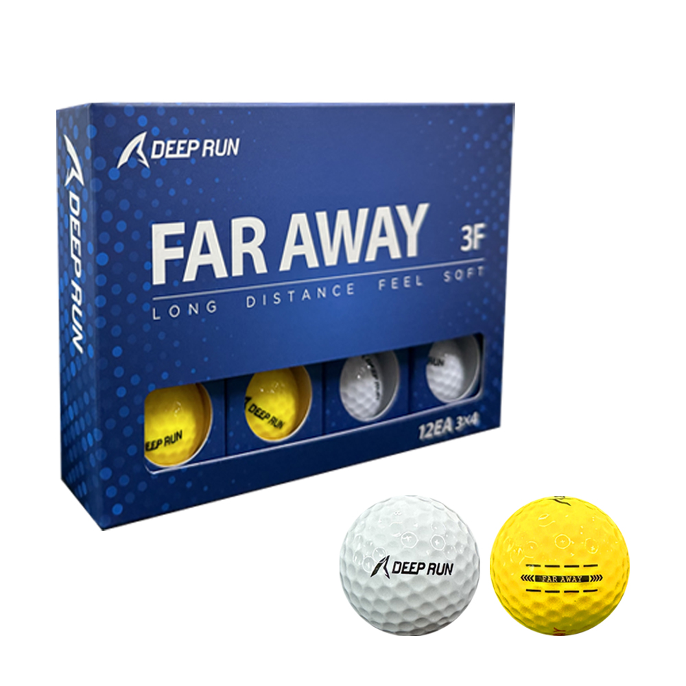 딥런 FAR AWAY 팔어웨이 3피스 고반발 비거리 골프공 12구 화이트 옐로우 - 상품 이미지