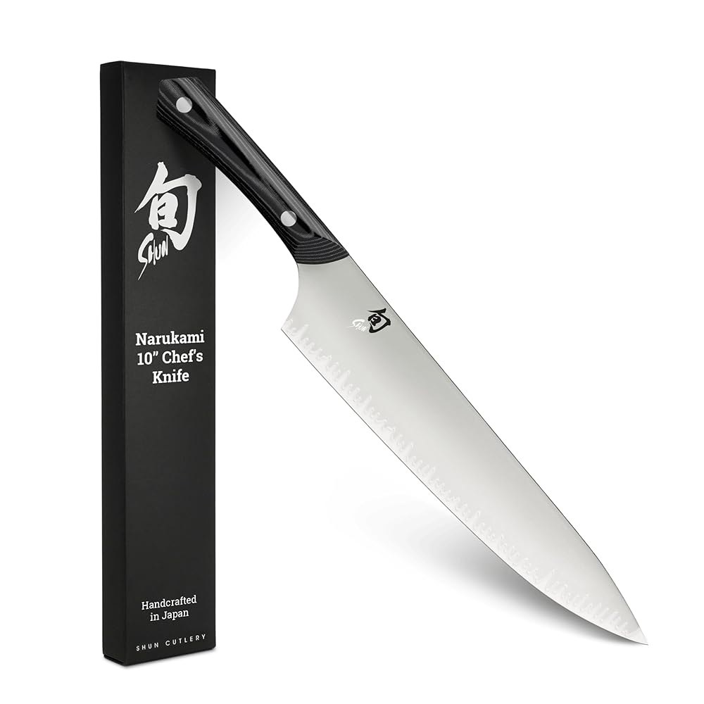 Shun Narukami 25.4cm(10인치) 셰프 나이프, 전문 수제 클래딩, San II 및 탄소강 코어 요리사를 손잡이 주방 미카르타 블루 스테인리스 위한 스틸 일본 Mai - 상품 이미지