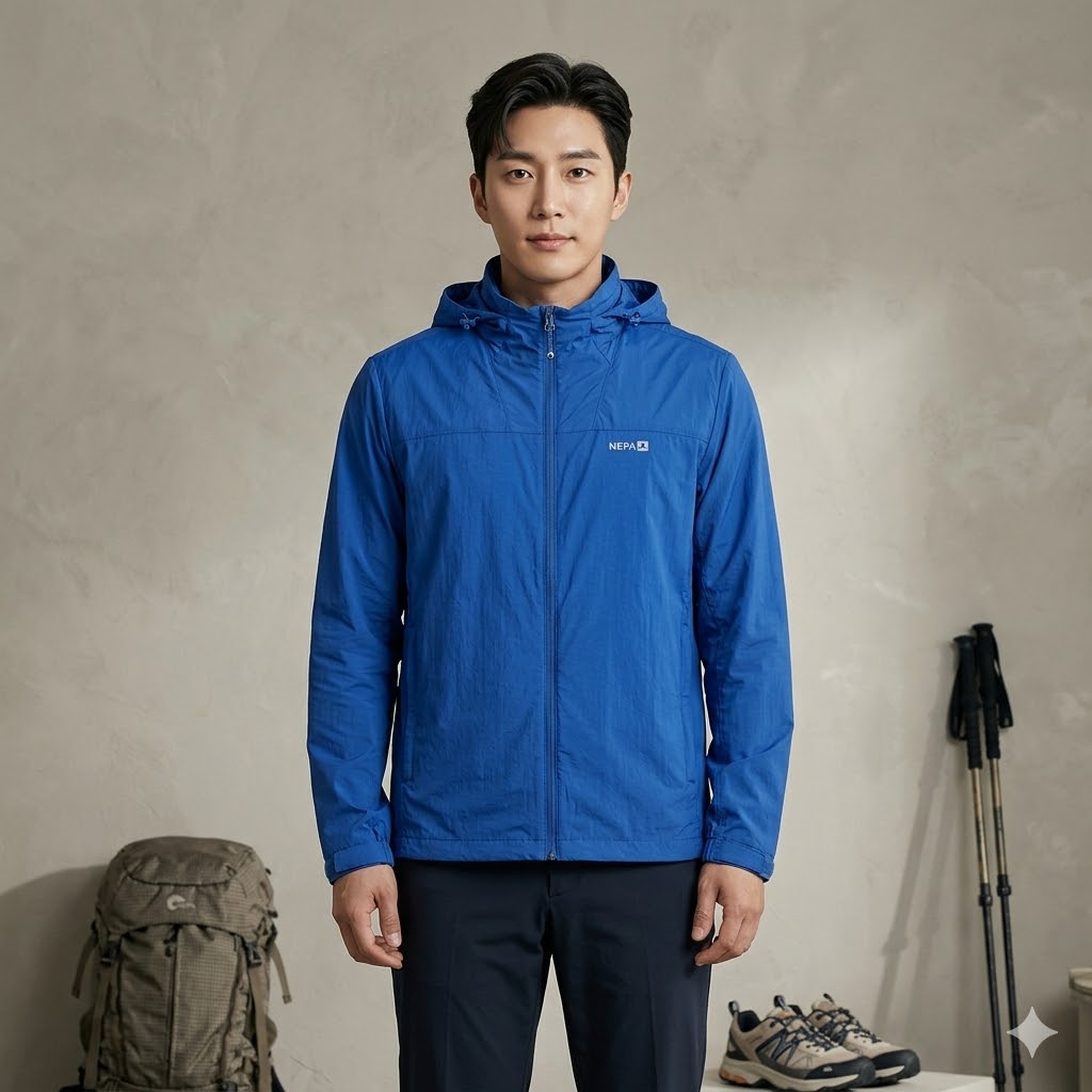 네파 여름 남성 아웃도어 홑겹 경량 방풍 바람막이 등산자켓 - 상품 이미지