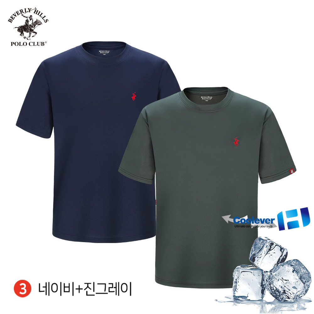 2PACK 냉감 반팔 라운드 남여공용 기능성 쿨에버 티셔츠 비버리힐즈폴로클럽 이미지 6