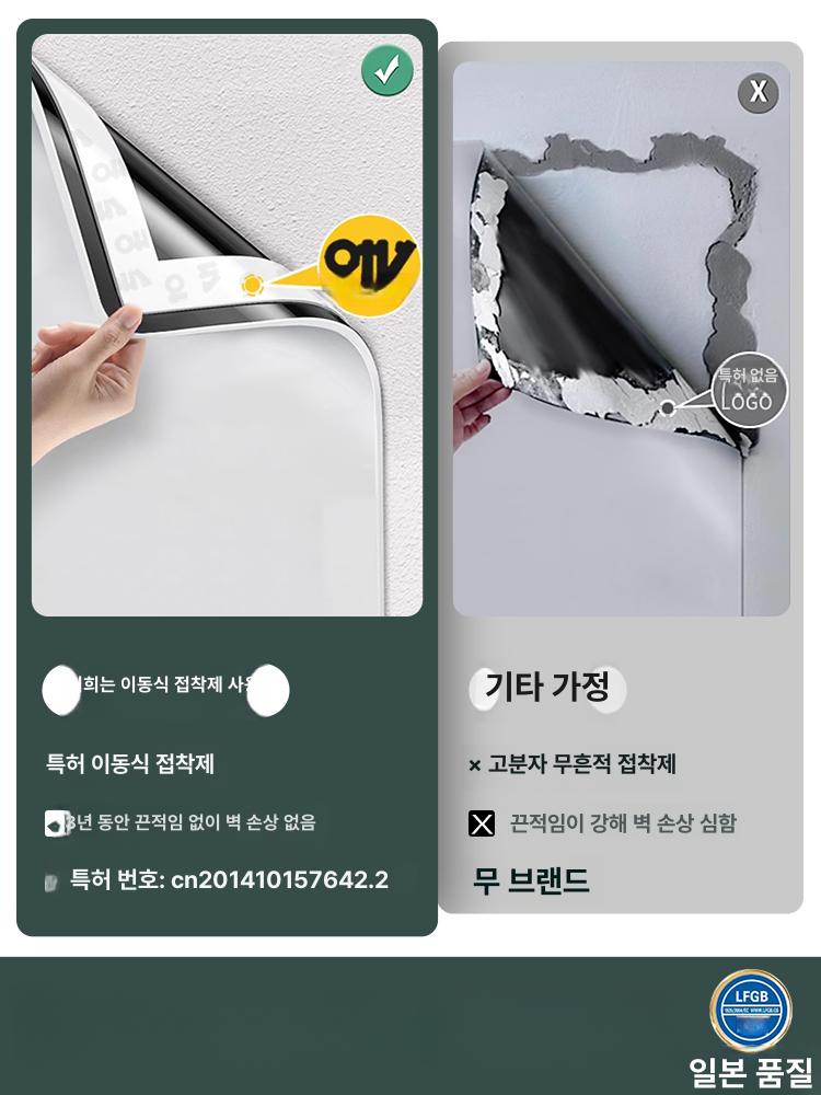 벽부착 보드 부착식 자석칠판 시트지 자석부착 사무용 화이트보드 벽 세트 칠판 무타공 - 상세 이미지 3