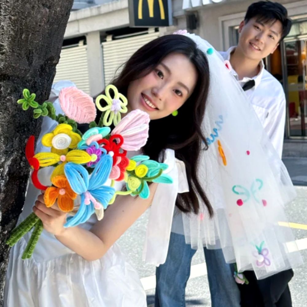 셀프웨딩베일 웨딩스냅소품 숏베일 면사포 브라이덜샤워 - 상품 이미지