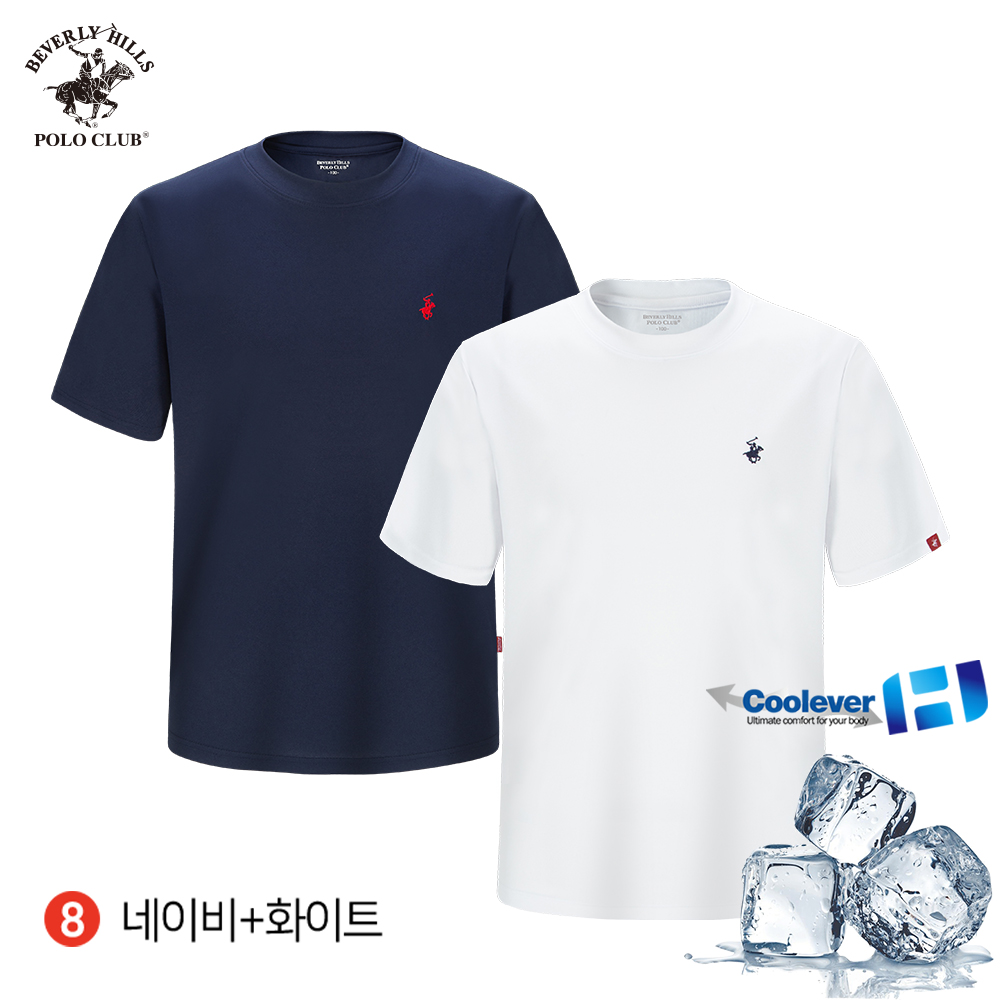 2PACK 냉감 반팔 라운드 남여공용 기능성 쿨에버 티셔츠 비버리힐즈폴로클럽 - 상세 이미지 3
