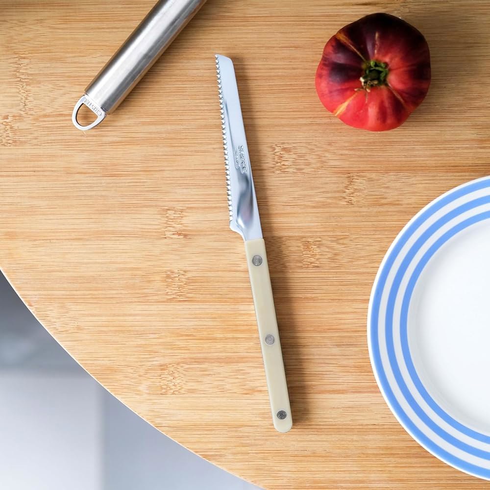 Sabre Paris - 톱니 나이프 21.6cm(8.5인치) 토마토, 빵에 라이트 비스트로 화려한 식기세척기 스틸 스테인리스 마감 사용 컬렉션 적합 나일론 가능 카키 및 레몬, - 상세 이미지 3