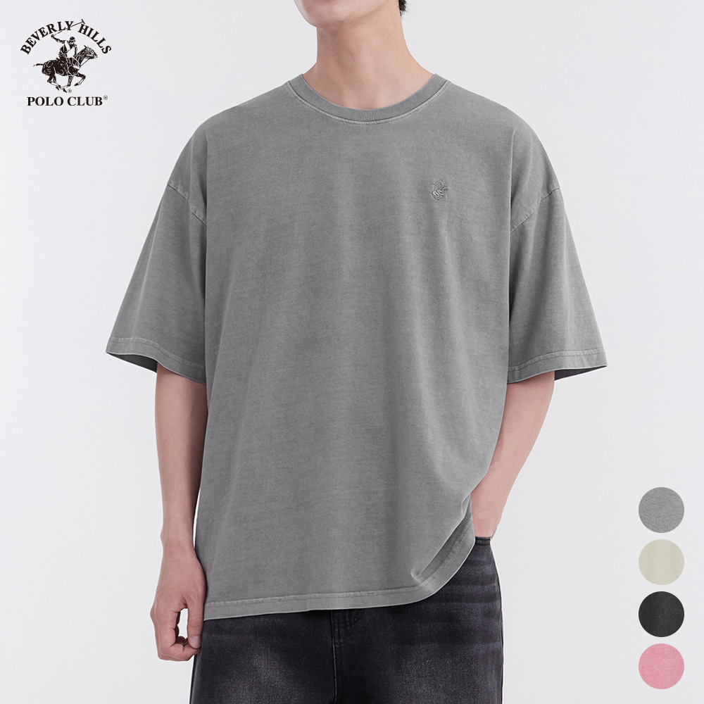 피그먼트 반팔 오버핏 남녀공용 클래식 자수 로고 티셔츠 비버리힐즈폴로클럽 (4컬러) 이미지 6