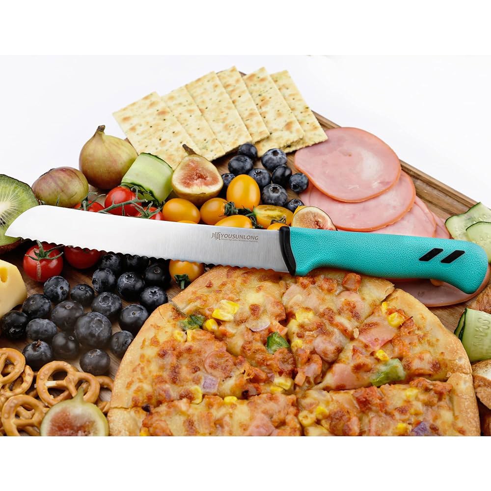 YOUSUNLONG Bread Knife 203mm(8인치) 톱니 커터 샌드위치 슬라이싱 - 인체 미끄럼 블레이드 나이프 방지 공학적 및 고탄소 스틸 프리미엄 몰리브덴 손잡이 8 - 상세 이미지 2