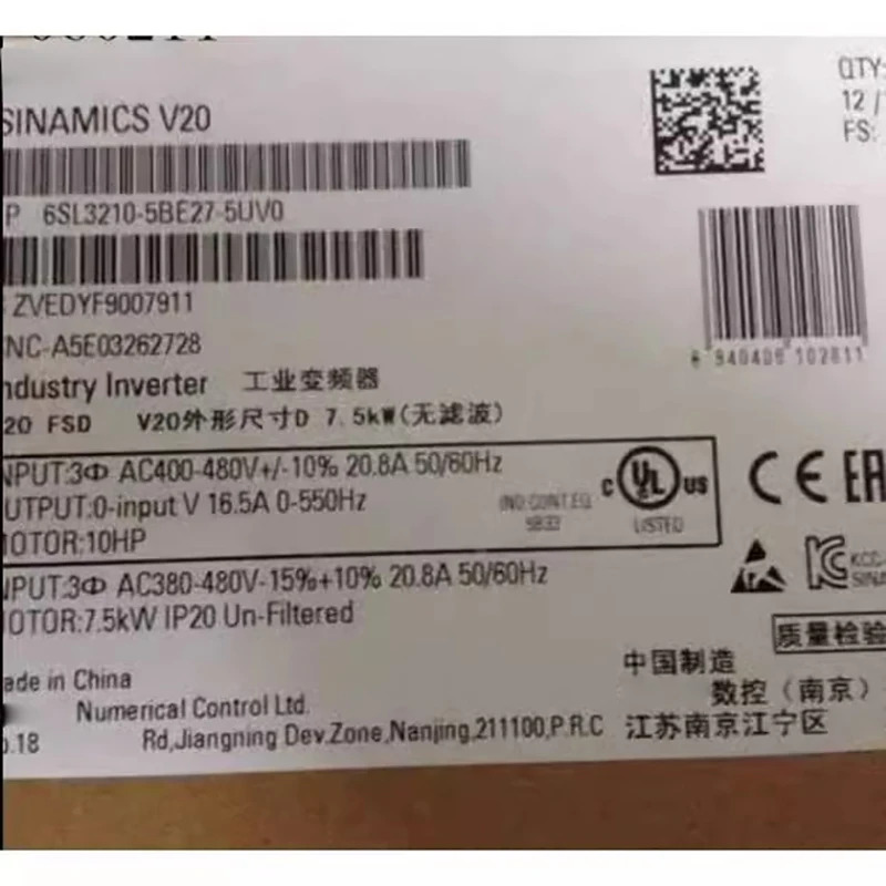 신품 원본 6SL3210-5BE27-5UV0 6SL3210 5BE27 5UV0 오리지널 산업용