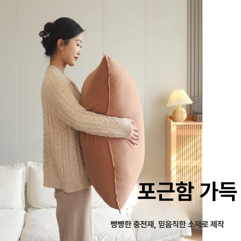 대형 소파쿠션 코튼 베개 편안한 등받이 거실 코코아브라운 대형 70x70cm 쿠션커버 - 상세 이미지 3