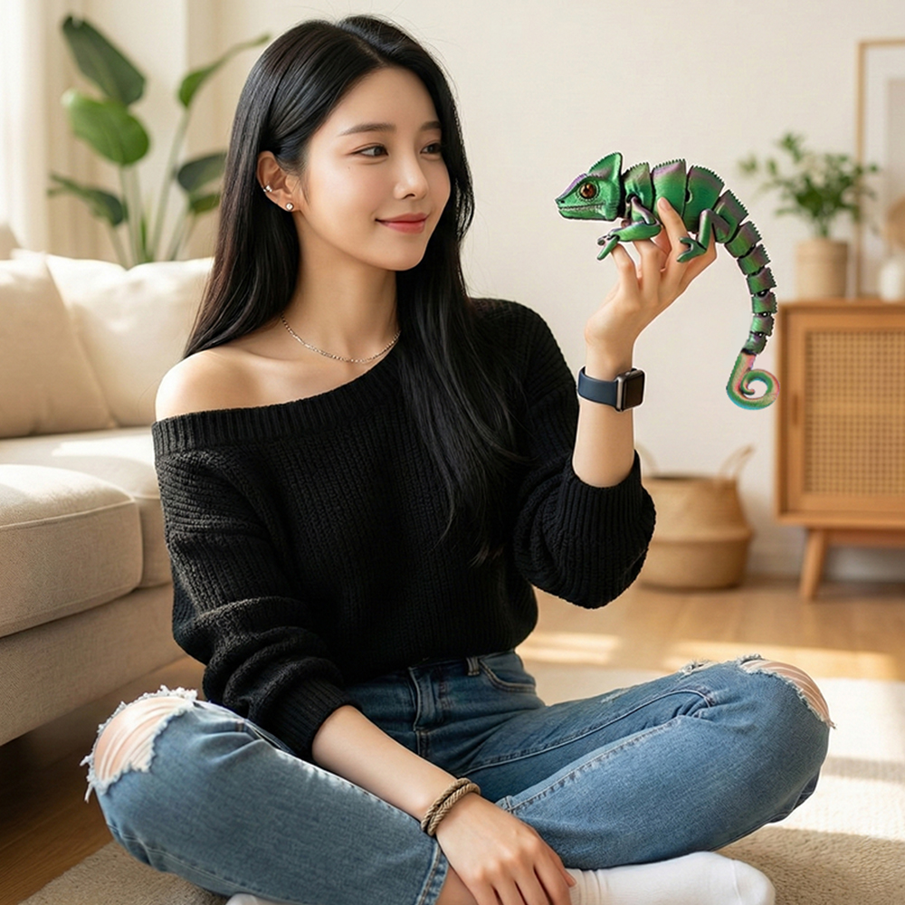 카멜레온 인형 모형 3D프린터 피규어 자유관절 장난감 소품 선물용 - 상세 이미지 3