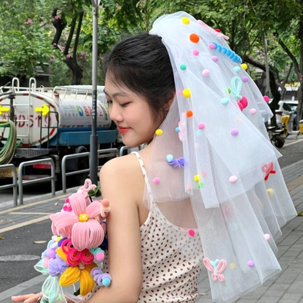 셀프웨딩베일 웨딩스냅소품 숏베일 면사포 브라이덜샤워 이미지 7