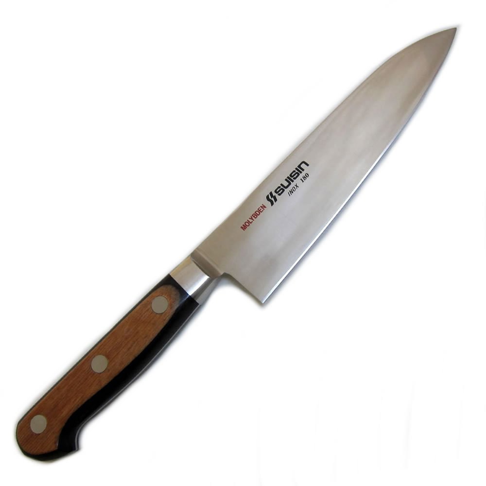 Houcho. com Suisin Inox 웨스턴 스타일 산토쿠/규토 180mm(7.1인치) 사카이 스틸 제조, 이녹스 시리즈, 정품 나이프 - 상품 이미지