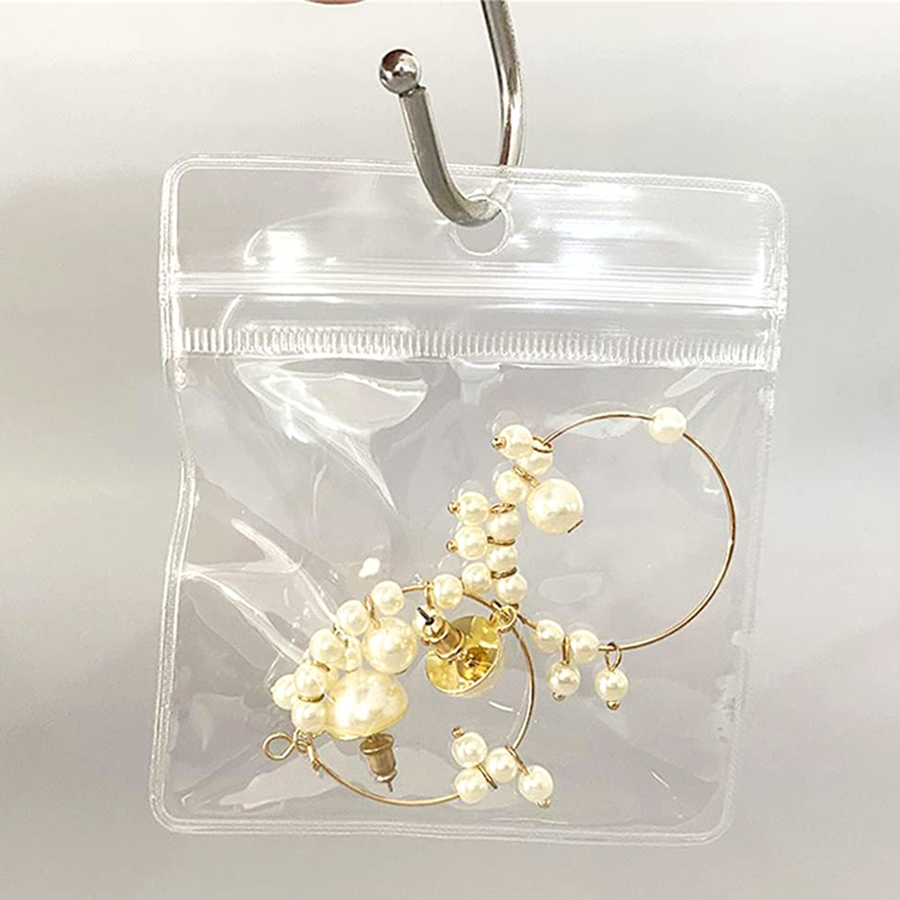 걸이형 헤다홀 PVC 지퍼백 미니 두꺼운 투명 악세사리 포장 소분 7.5 x 11 cm, 100매, 1개 - 상세 이미지 2