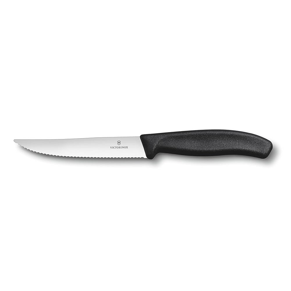 Victorinox 6.7933.12 스위스 클래식 고메 스테이크 컷 다양한 톱니 나이프, 블레이드, 블랙, 11.9cm(4.7인치) Black 4.7 - 상품 이미지