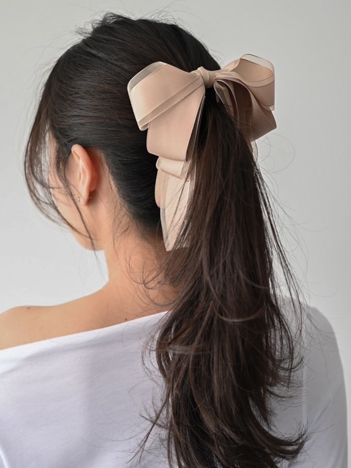 11종류 원단 3단 빅리본바나나핀 올림머리집게핀 새틴 오간자 적은숱 많은숱 8-12cm - 상세 이미지 2