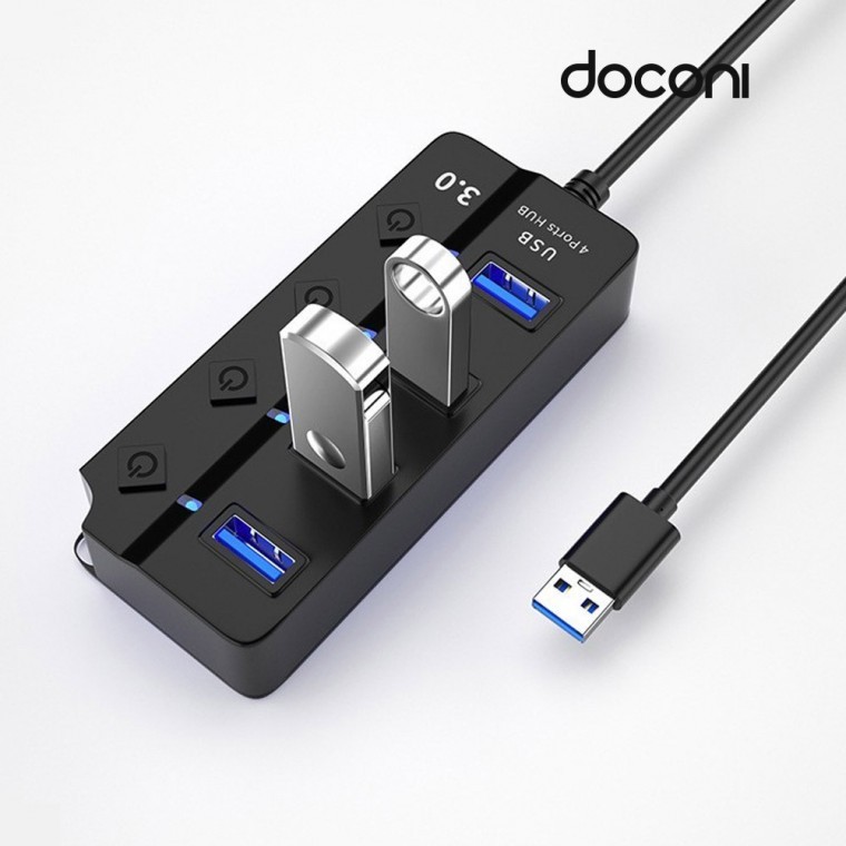 USB 3.0 허브 4구 4포트 멀티 무전원 1.2m 개별전원스위치 - 상품 이미지