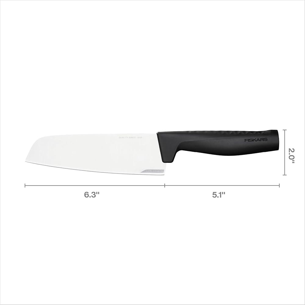 Fiskars 16cm(6.3인치) 산토쿠 나이프, 다지기, 깍둑썰기 다지기 사용 스테인리스 세척기 일본 칼, 식기 하드 엣지 블레이드, 주방 스틸 위한 및 가능 - 상세 이미지 3