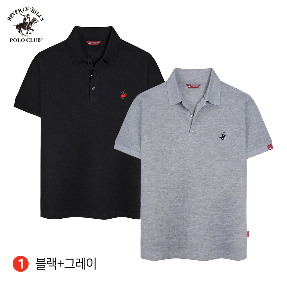 2PACK 반팔 카라 PK 쓰리버튼 남여공용 스탠다드 폴로 티셔츠 비버리힐즈폴로클럽 - 상세 이미지 2