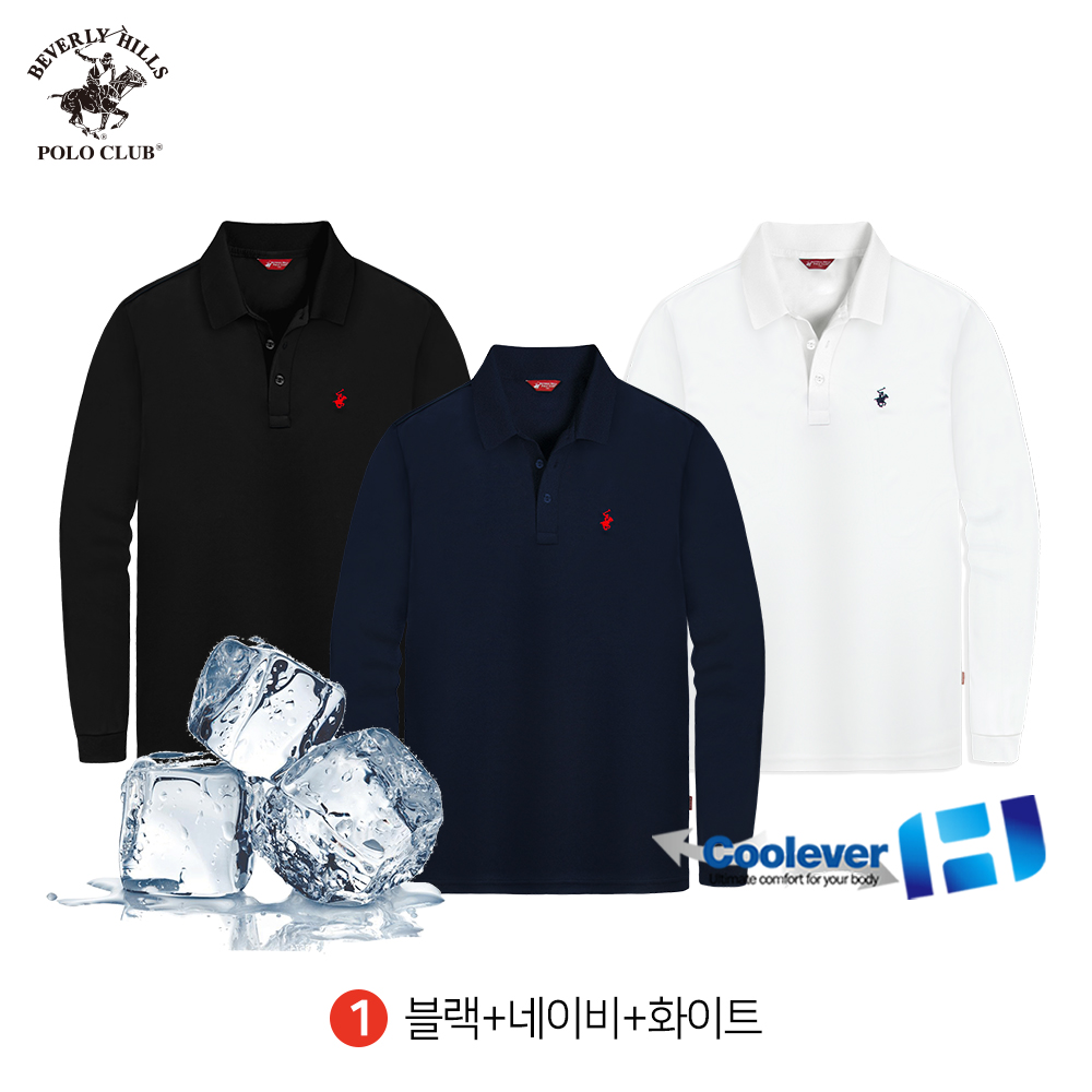 냉감 긴팔 카라 3PACK 쓰리버튼 남여공용 기능성 쿨에버 티셔츠 비버리힐즈폴로클럽 - 상세 이미지 2