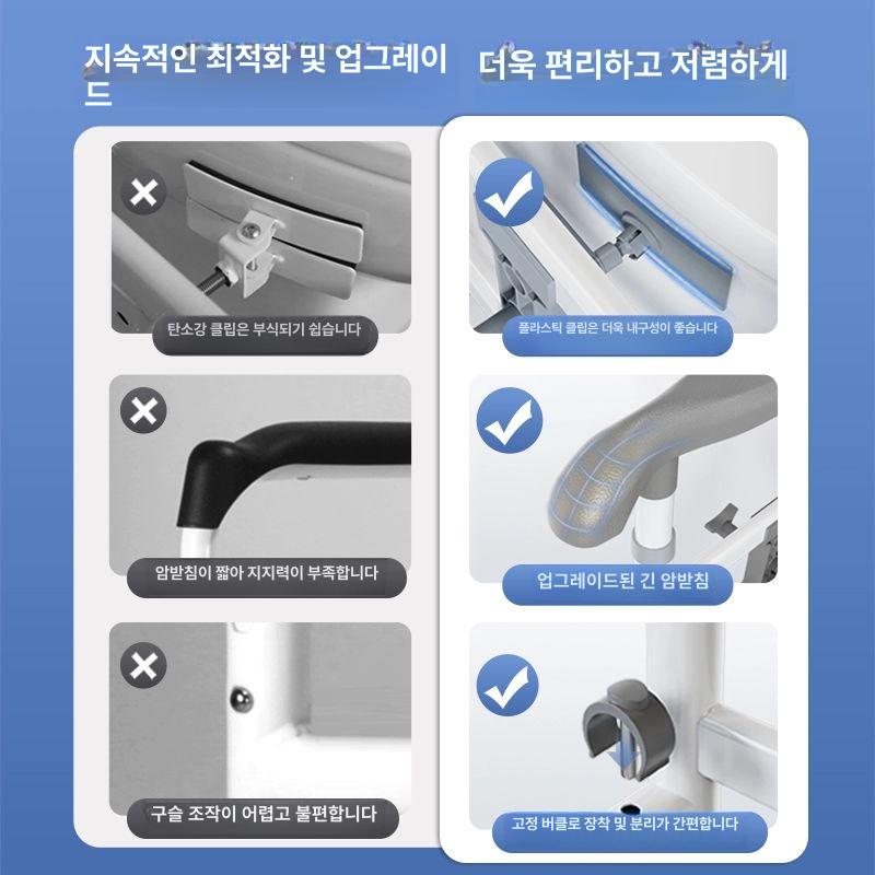 변기 안전손잡이 지지대 노약자 화장실 보조기구 05 방지 팔걸이+1단계 4클립+미끄럼 - 상세 이미지 5