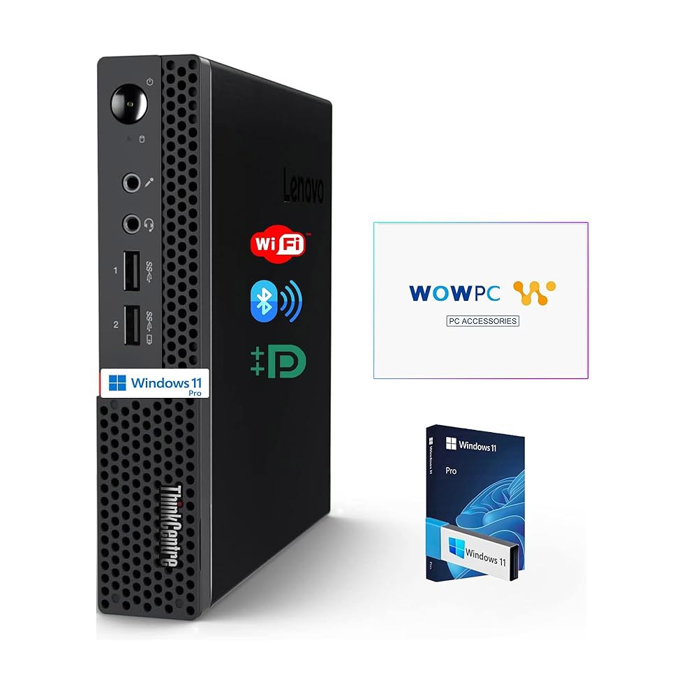 Lenovo ThinkCentre 마이크로 데스크탑, 16GB SSD 등급, 프로세서 지원, 가정 그래픽, RJ-45, 윈도우 디스플레이 512GB 듀얼 RAM, 11 프로, 친화 - 상품 이미지
