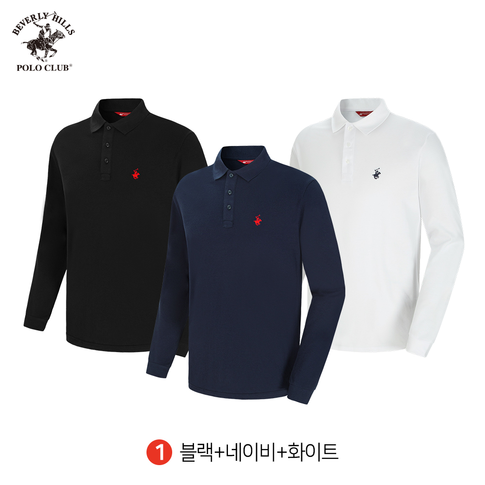 긴팔 카라 PK 3PACK 남여공용 스탠다드 폴로 티셔츠 비버리힐즈폴로클럽 - 상세 이미지 2