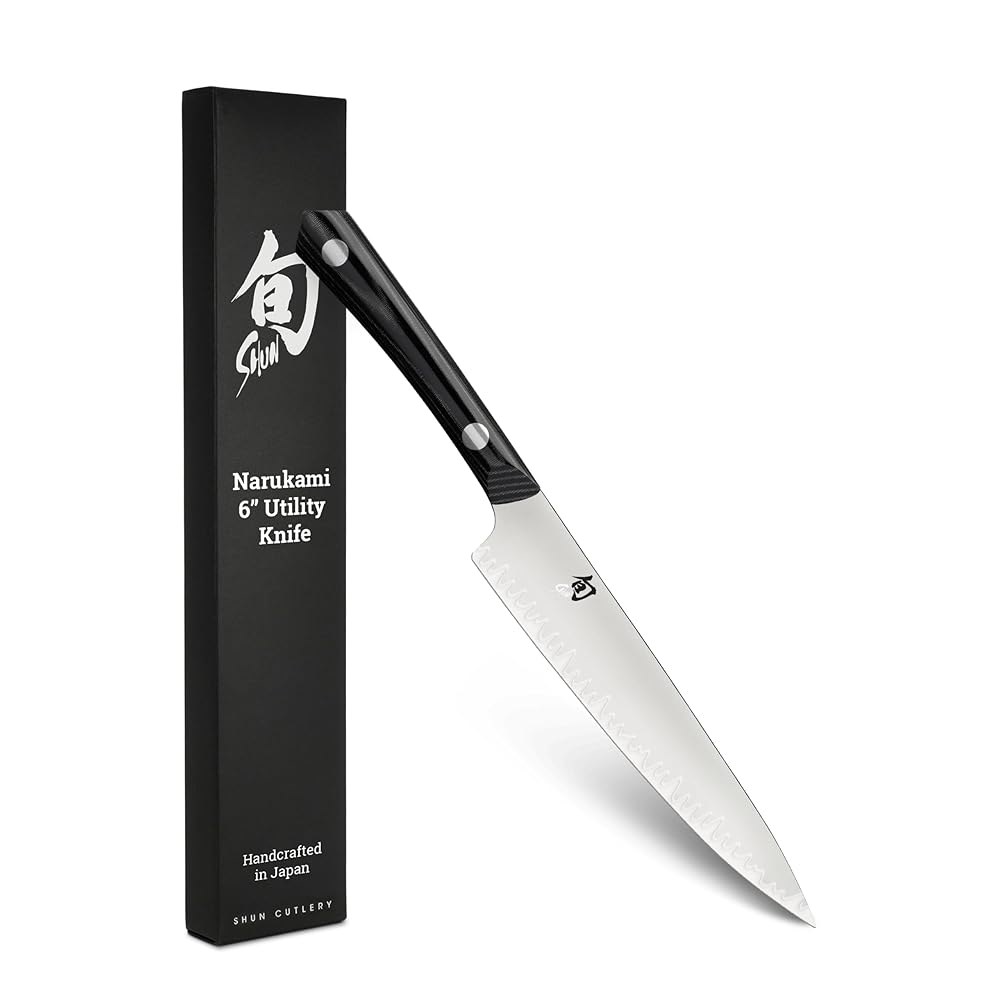 Narukami 15.2cm(6인치) 유틸리티 나이프, 수제 일본 및 미카르타 Mai 요리사를 주방 스테인리스 위한 블루 탄소강 스틸 클래딩, II 전문 San 코어 핸들, 정밀도 - 상품 이미지