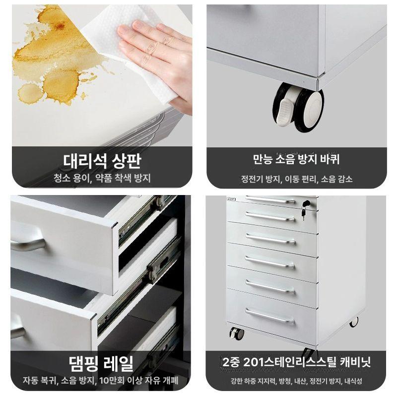 병원서랍장 약국 수납장 캐비넷 락커 철제 치과 진료소 4단 스테인리스 대리석 - 상세 이미지 5